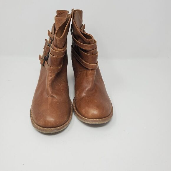 Leather strappy bootiesMIA brandCaramel brown le - Picture 7 of 8